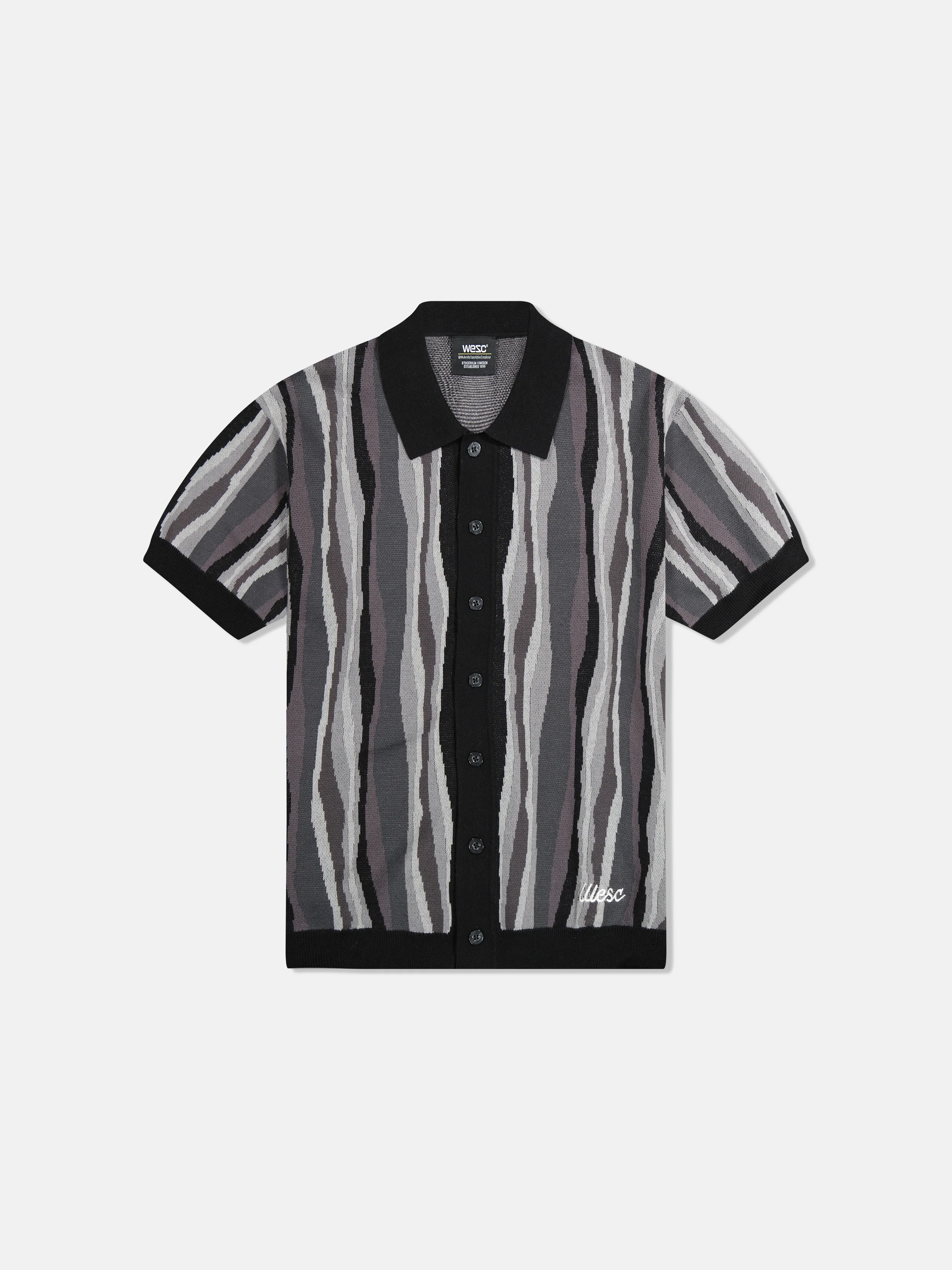 S/S POLO COLLAR CARDIGAN RIPPLED