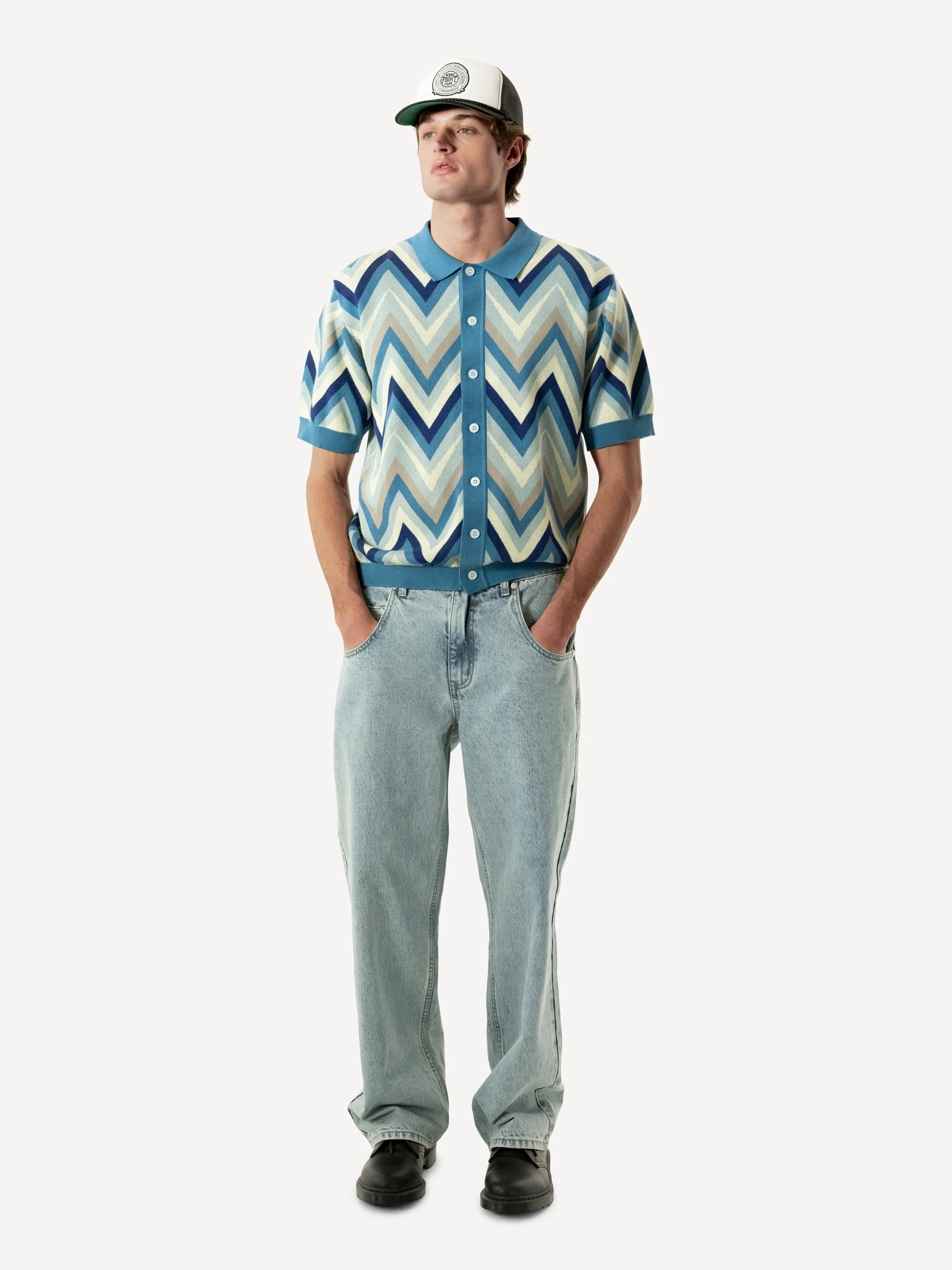 S/S POLO COLLAR CARDIGAN ZIG-ZAG - Image 2